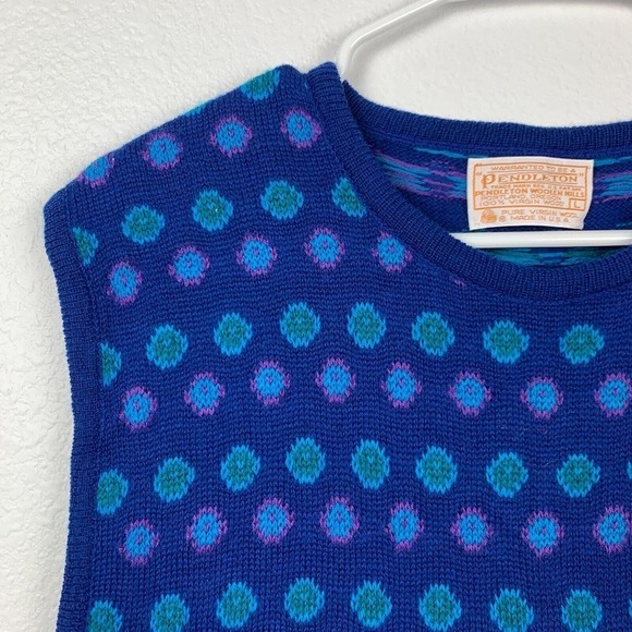 Vintage Pendleton Wool Polka Dot Blend Golf Pullover Sweater Vest Large - Picture 2 of 5